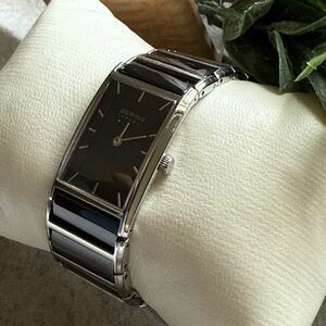 BERING Black Ceramic & Stainless Steal Ladies Watch 30121-742 25mm Rectangular